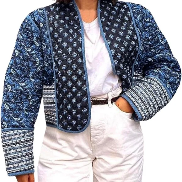 Reversible Boho Quilted Patchwork Jacket – Pink/Blue - Picture 2 of 8
